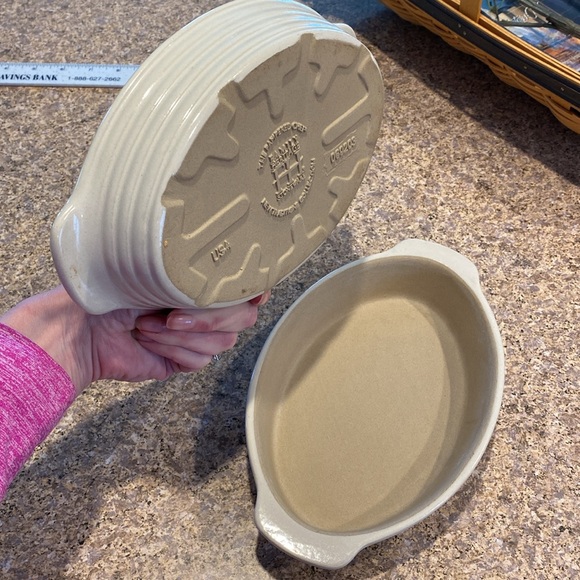 2 Pampered Chef Stonewear New Traditions Collection USA Oval Baking Dishes USED - Picture 15 of 16